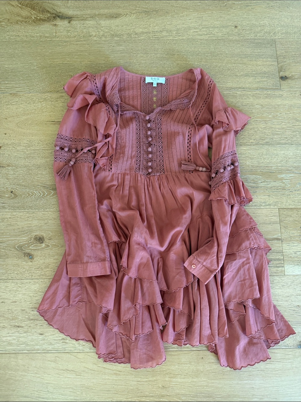 Sea Rose Dust Ruffle Lace Tiered Girls' Dress